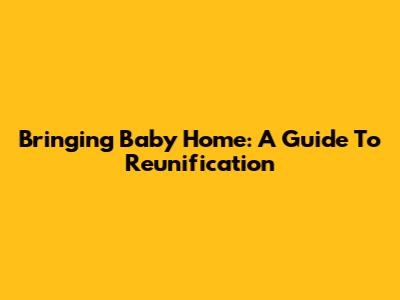 Bringing Baby Home: A Guide To Reunification